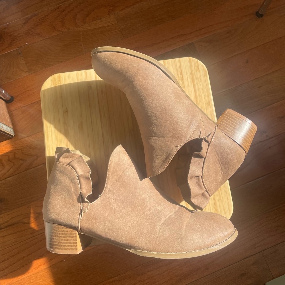 Taupe Booties w Ankle Slit